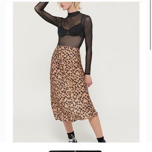 Urban Outfitters Rowan leopard print satin midi skirt